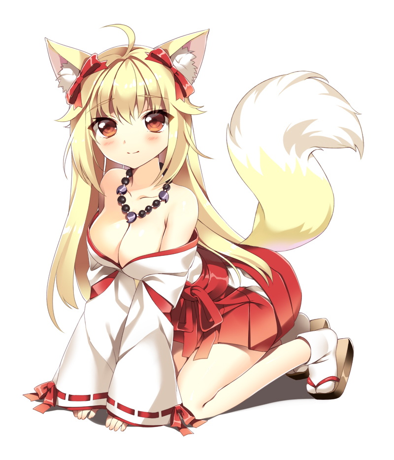 Cute anime kitsune girl